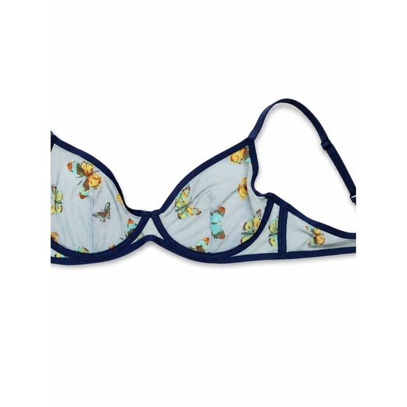 Urban Outfitters Other - Urban outfitters Butterfly Mesh Underwire Bra 36B Blue Sheer Unlined Bralette